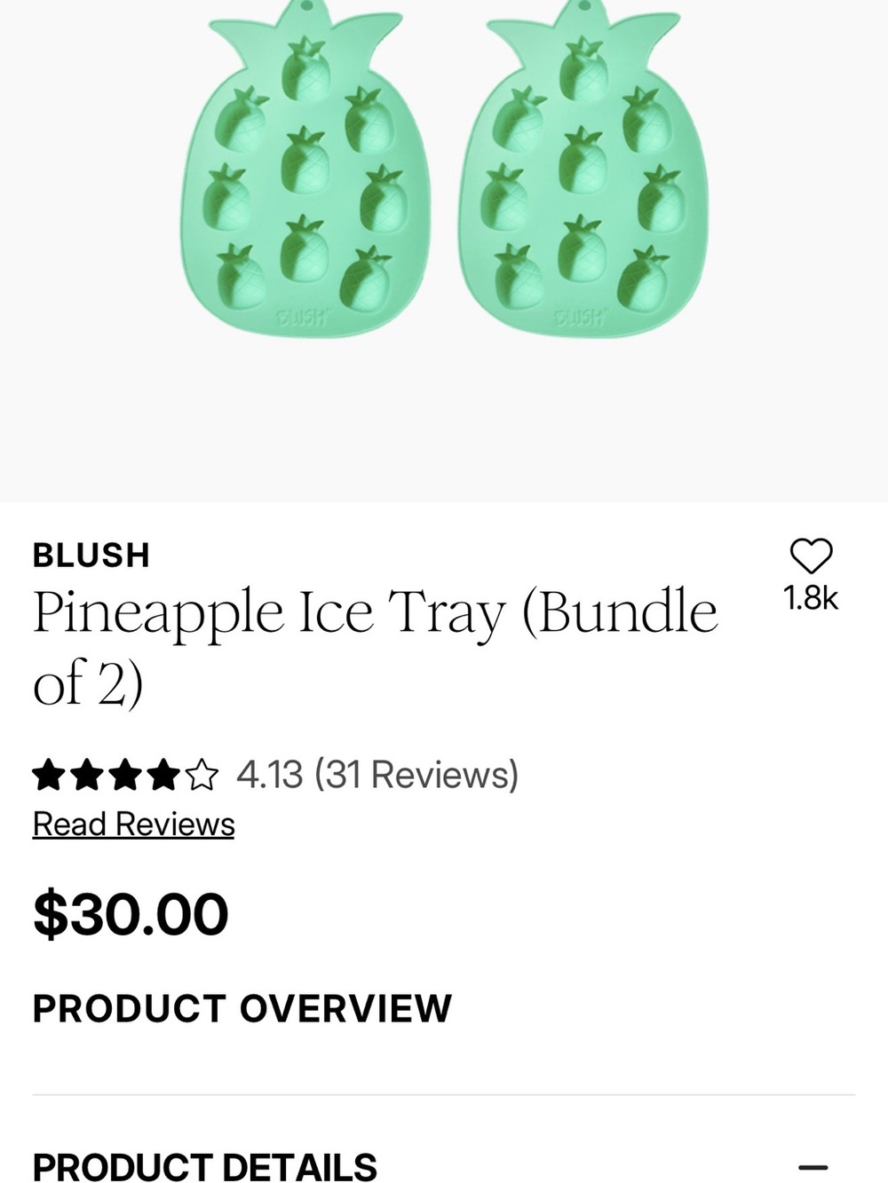 Blush Pineapple Shaped Ice Mold - Mint Green (2-Pack)